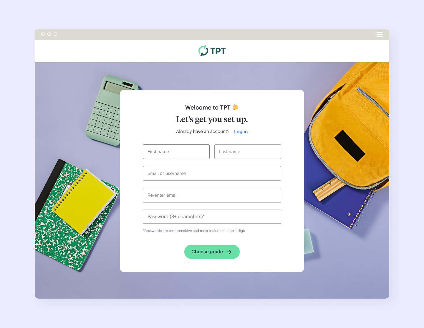 TPT-Product-Sign-up-page